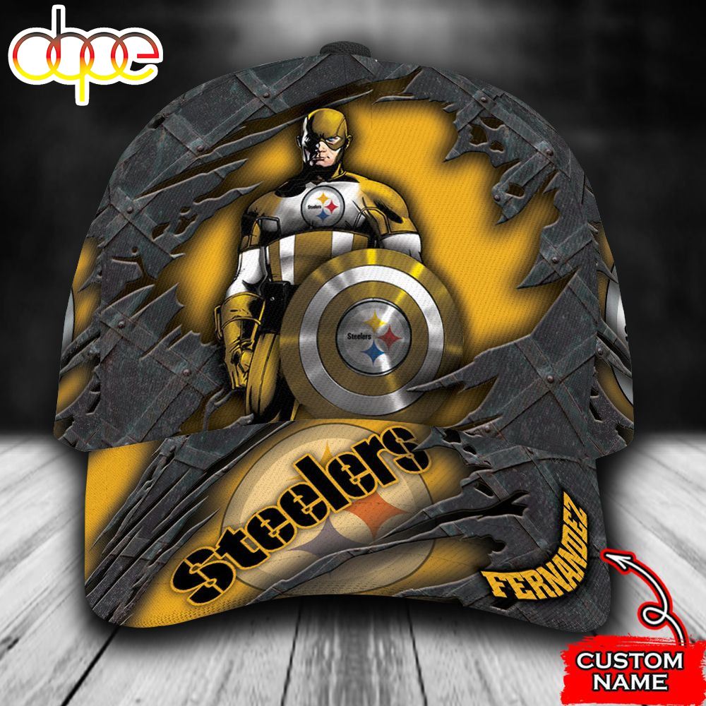 Personalized Pittsburgh Steelers Captain America All Over Print 3D Classic Cap