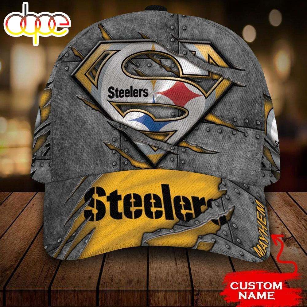 Personalized Pittsburgh Steelers Superman Logo Rivet Pattern All Over Print 3D Classic Cap