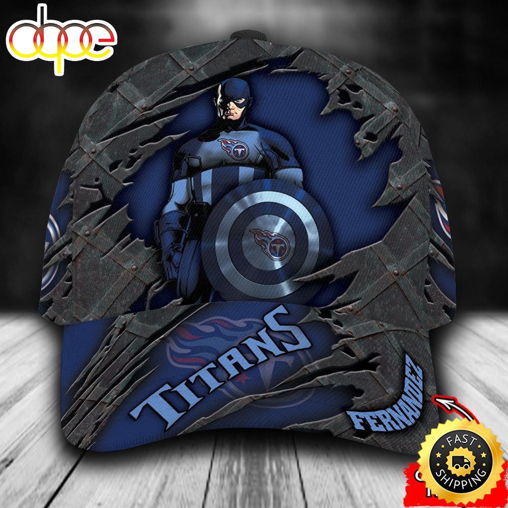 Personalized Tennessee Titans Captain America Marvel All Over Print 3D Baseball Cap