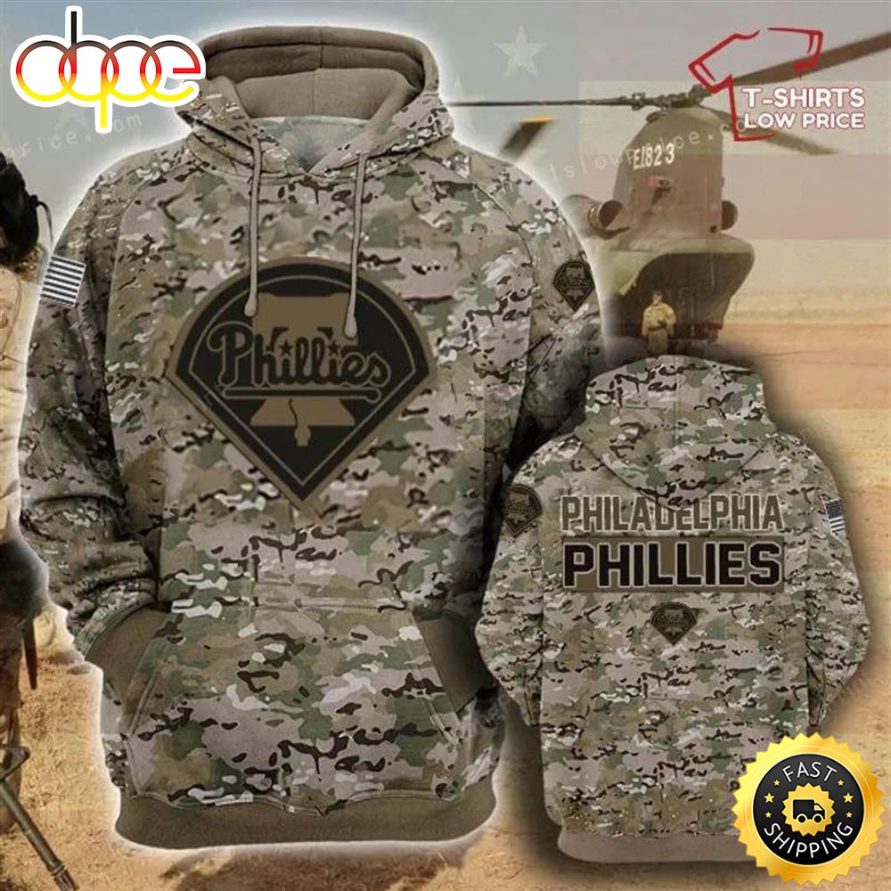 Philadelphia Phillies Camouflage Veteran 3D Hoodie
