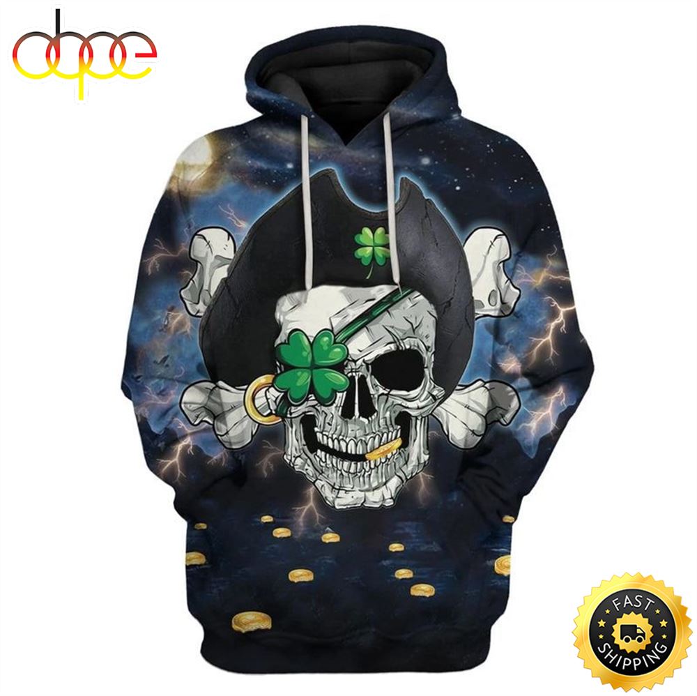 Pirate St Patricks Day Happy Patrick's Day 3d Hoodie All Over Print Shirt
