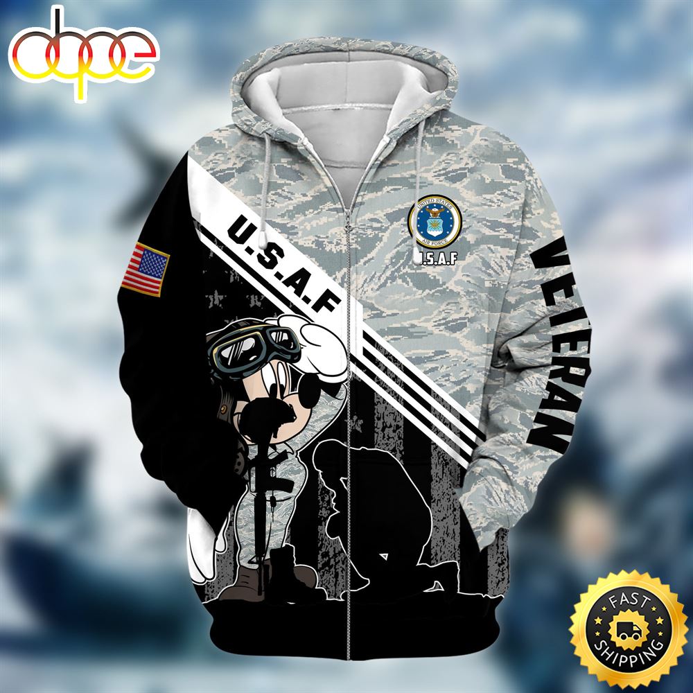 Premium Multiple US Military Services Veteran Zip Hoodie For Father