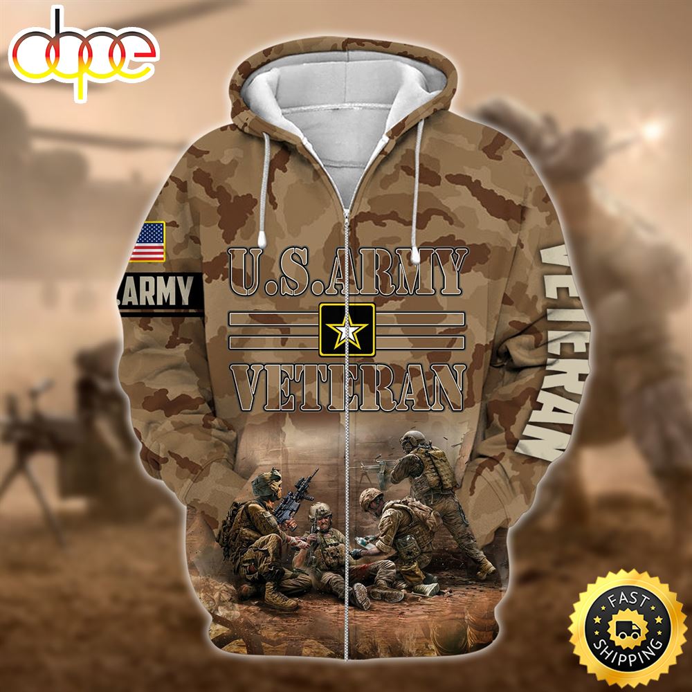 Premium U.S.ARMY Veteran Zip Hoodie