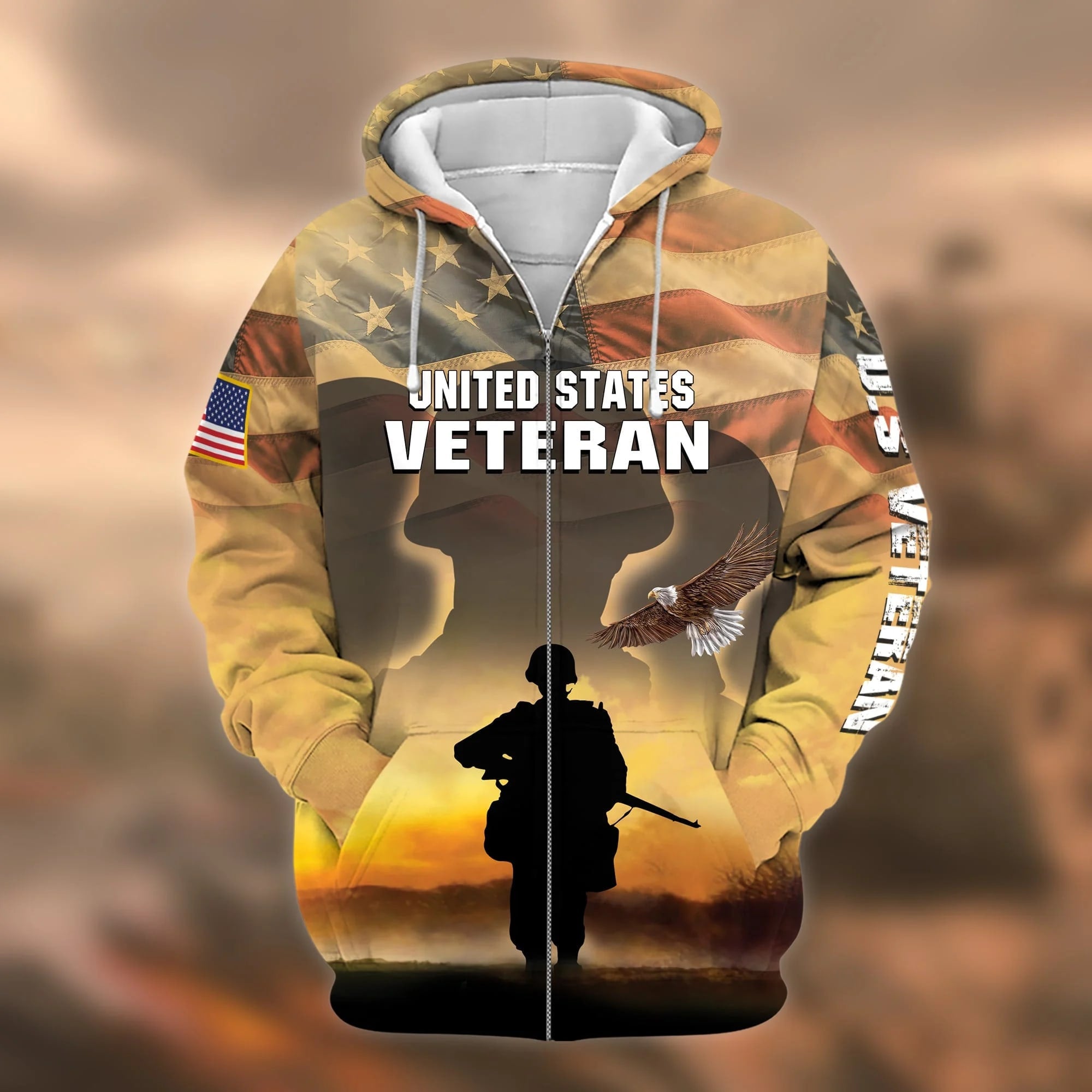 Premium U.S. Veteran Zip Hoodie 3D