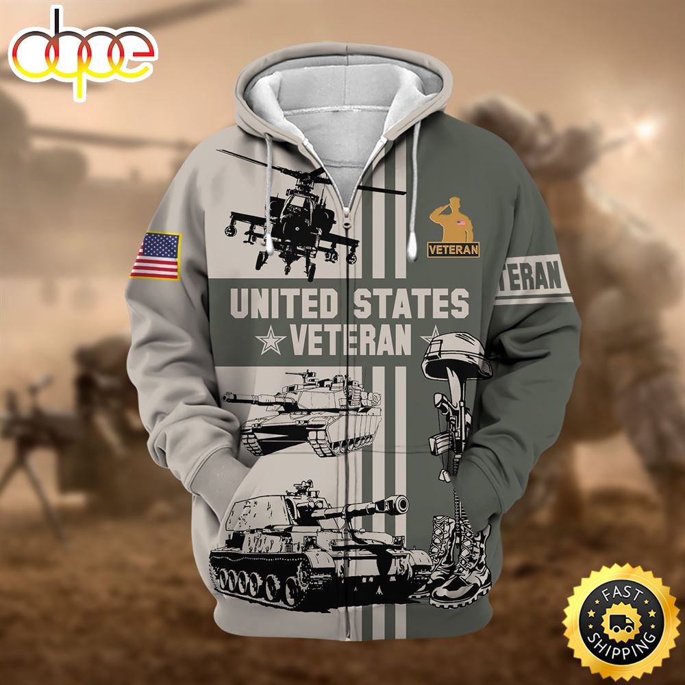 Premium US Veteran Zip Hoodie