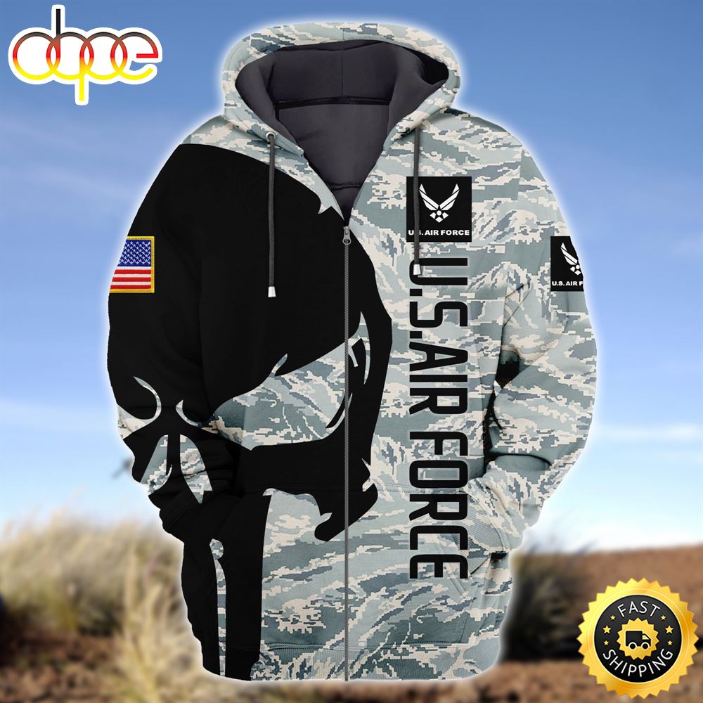 Premium Unique U.S Air Force Zip Hoodie Ultra Soft and Warm 3D