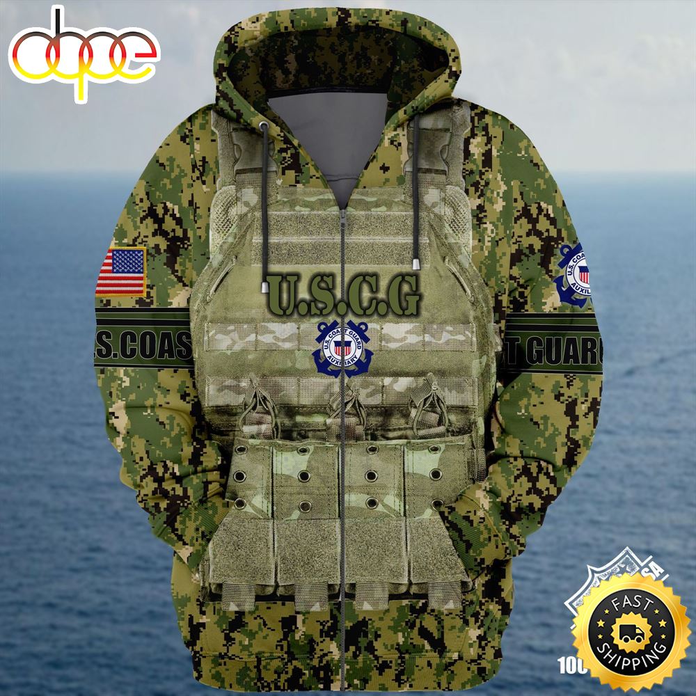 Premium Unique Veteran Zip Hoodie Ultra Soft and Warm  Coast Guard