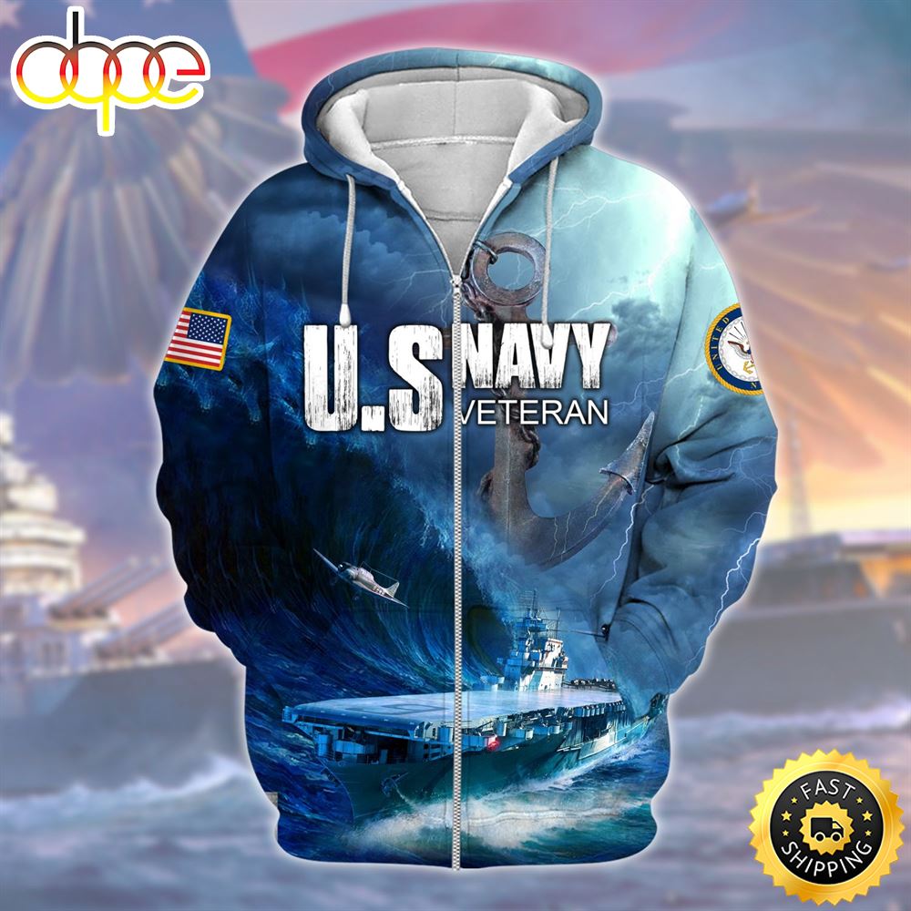 Premium United States Navy Veterans Zip Hoodie