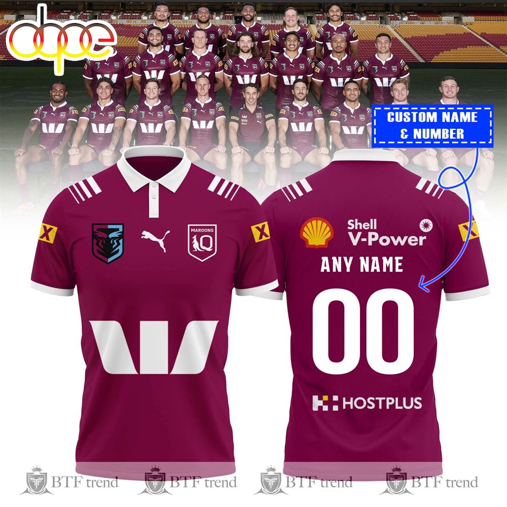 Queensland Maroons 2024 Custom Name &amp; Number Polo Shirt