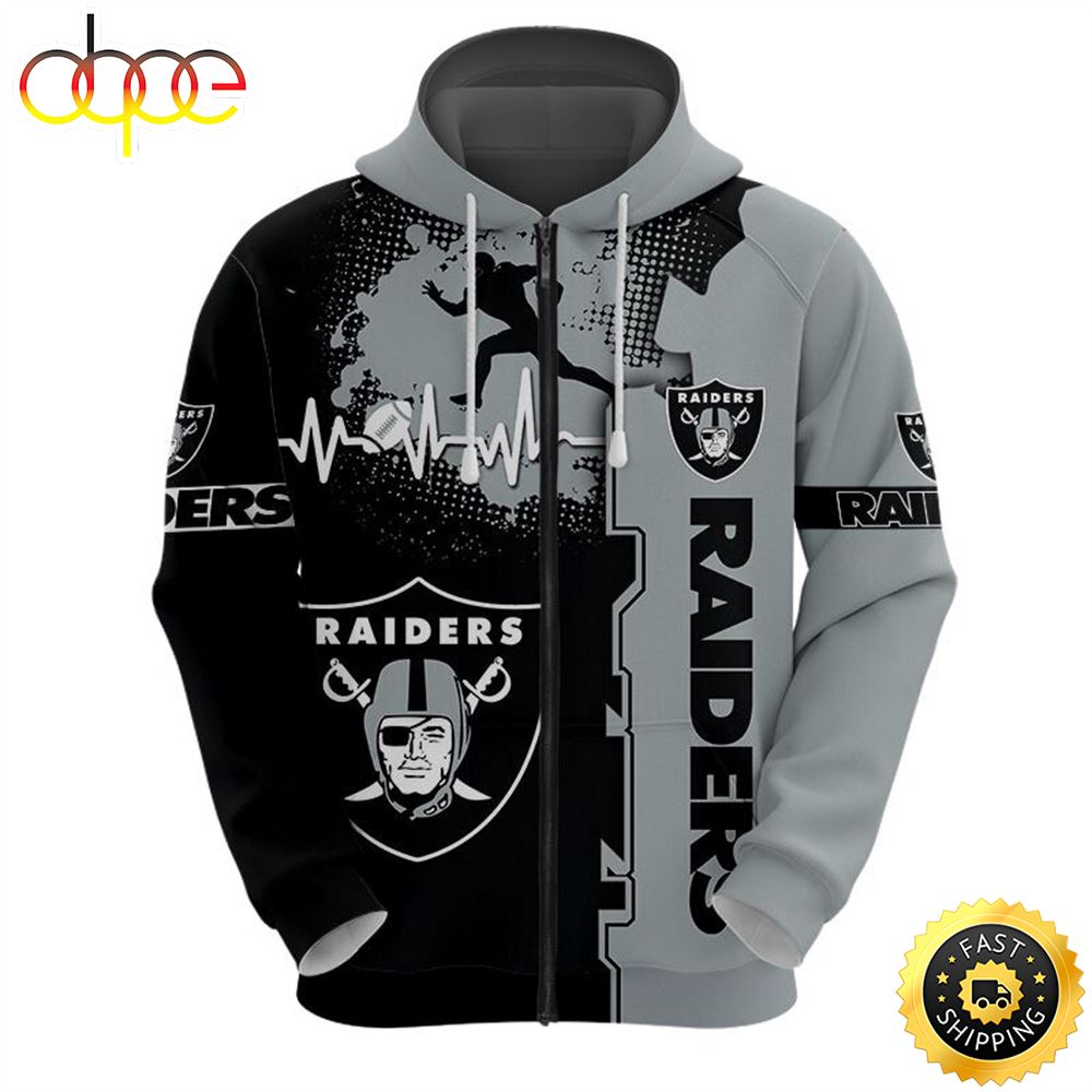Raiders Hoodie Graphic Heart Ecg Line