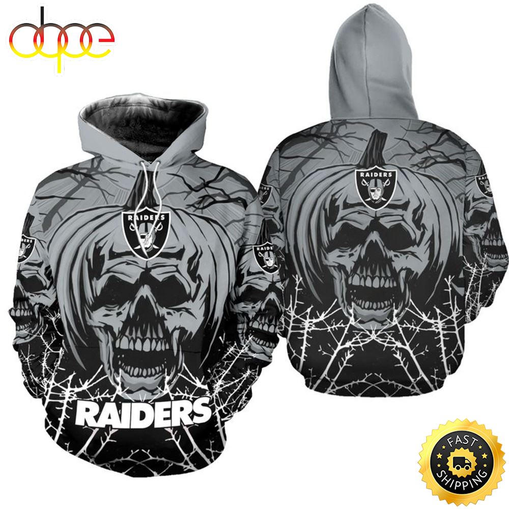 Raiders Hoodie Halloween Pumpkin Skull Print Sweatshirt