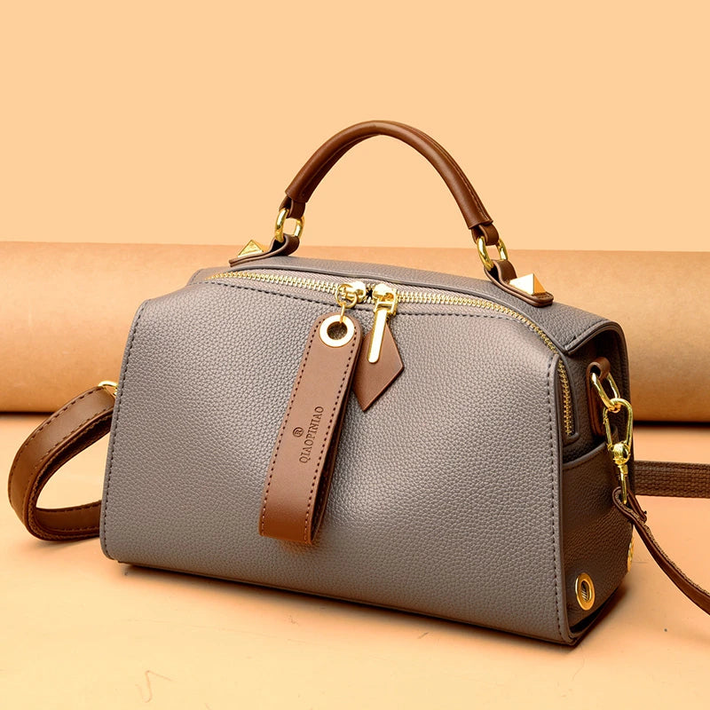 2026 New Large Capacity Boston Pillow Bag Women's Crossbody Soft Leather Handbag Commute Quality Single Shoulder Bag