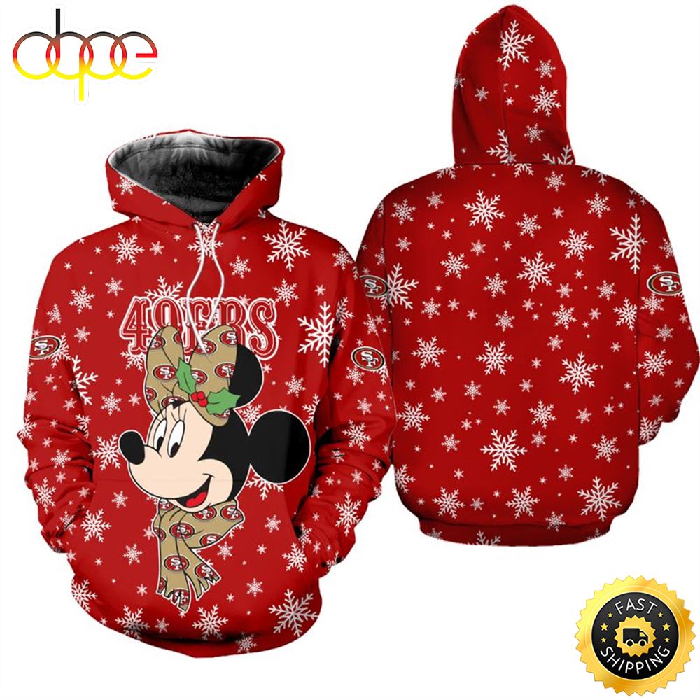 San Francisco 49ers Christmas Minnie Mouse Football NFL All Over Print Hoodie Shirt