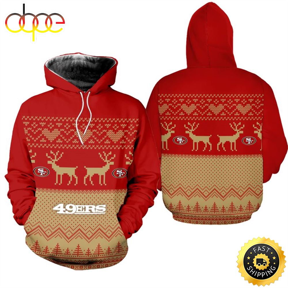 San Francisco 49ers Christmas Pattern NFL All Over Print Hoodie Shirt