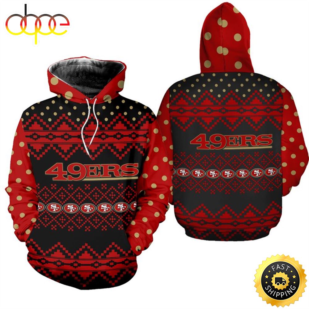 San Francisco 49ers Christmas Pattern Polka Dots Nfl All Over Print Hoodie Shirt