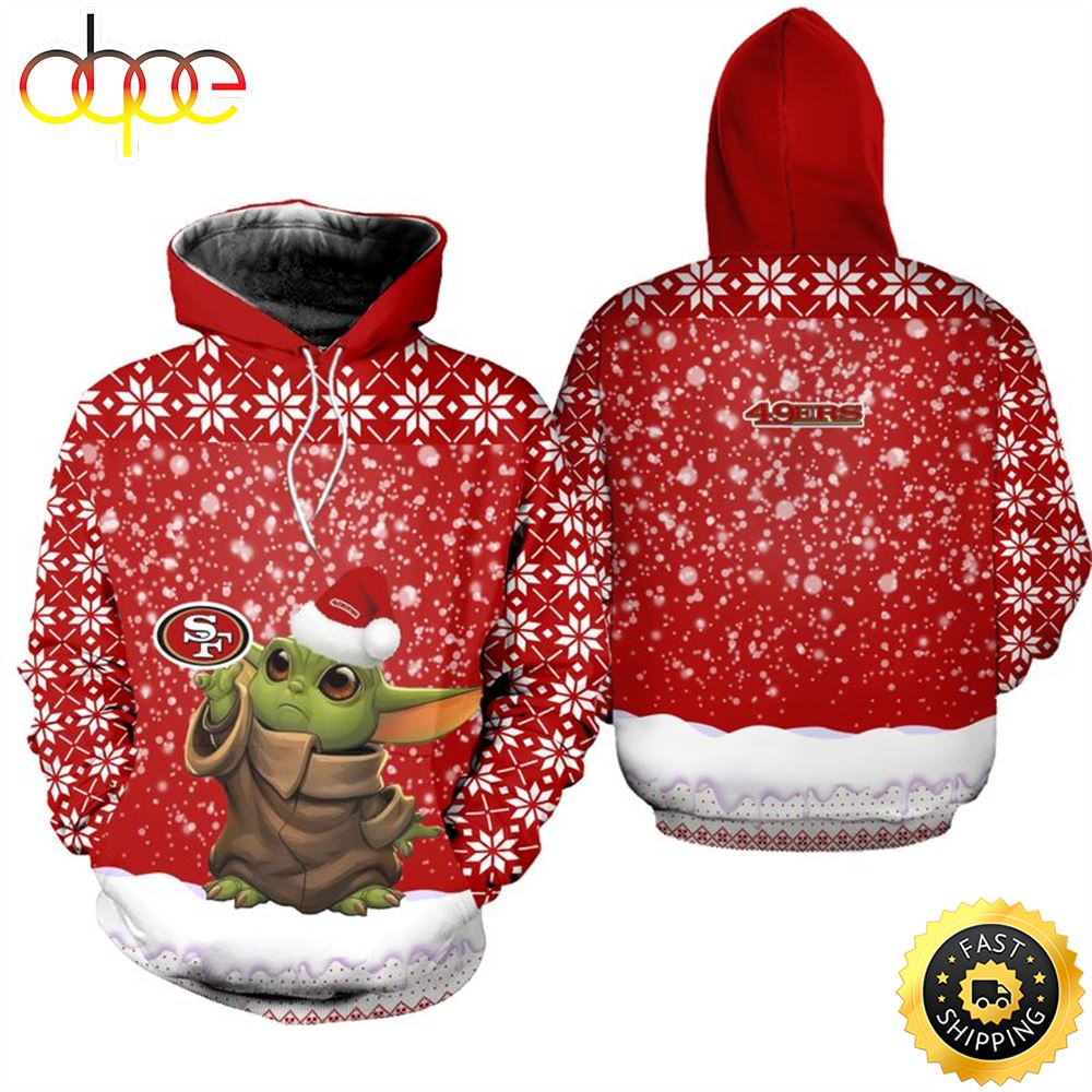 San Francisco 49ers Christmas Pattern YODA Football NFL All Over Print Hoodie Shirt