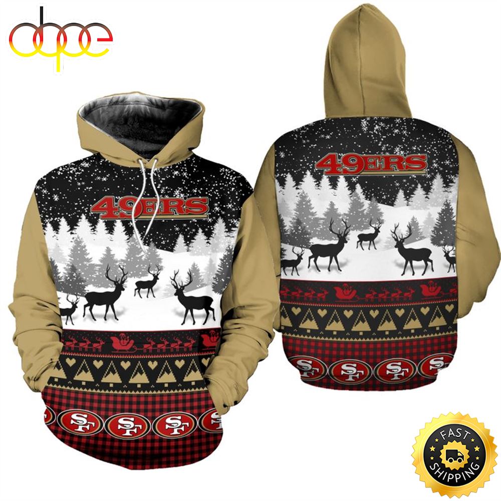 San Francisco 49ers Christmas Reindeer Limited Edition Football NFL All Over Print Hoodie Shirt