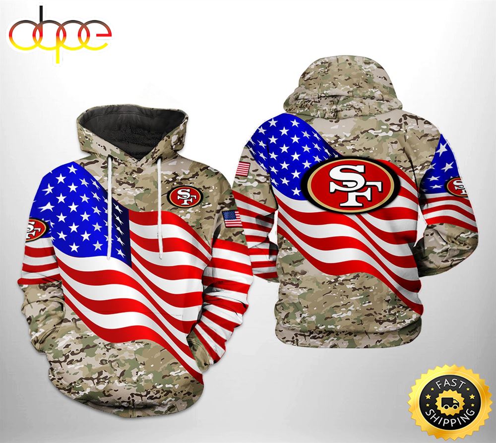 San Francisco 49ers NFL US Flag Camo Veteran Team 3D Printed HoodieZipper Hoodie