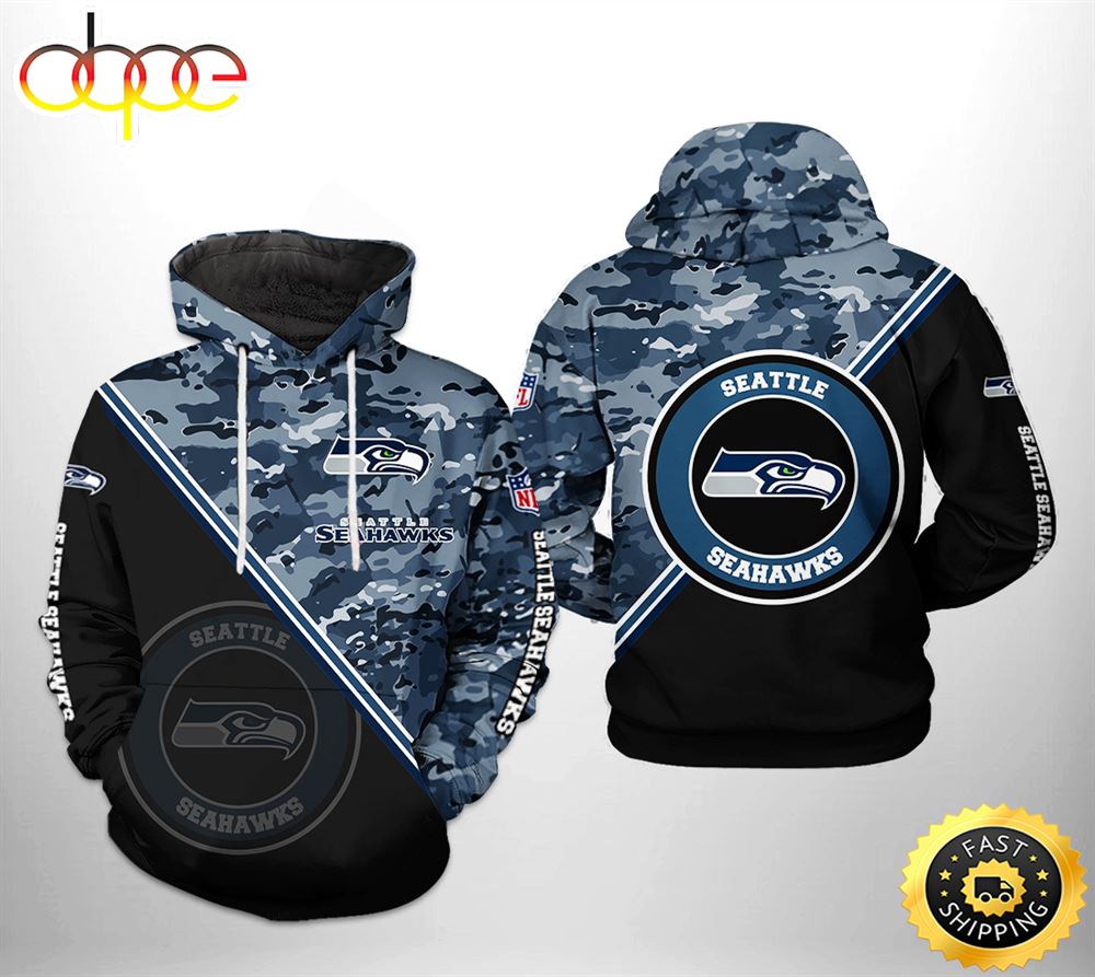 Seattle Seahawks NFL Camo Team 3D Printed HoodieZipper Hoodie