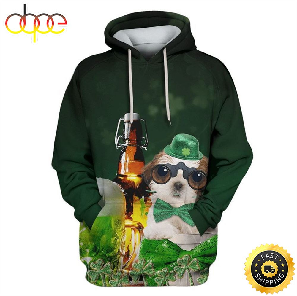 Shih Tzu Dog Saint Patricks Day Happy Patrick's Day 3d Hoodie All Over Print Shirt