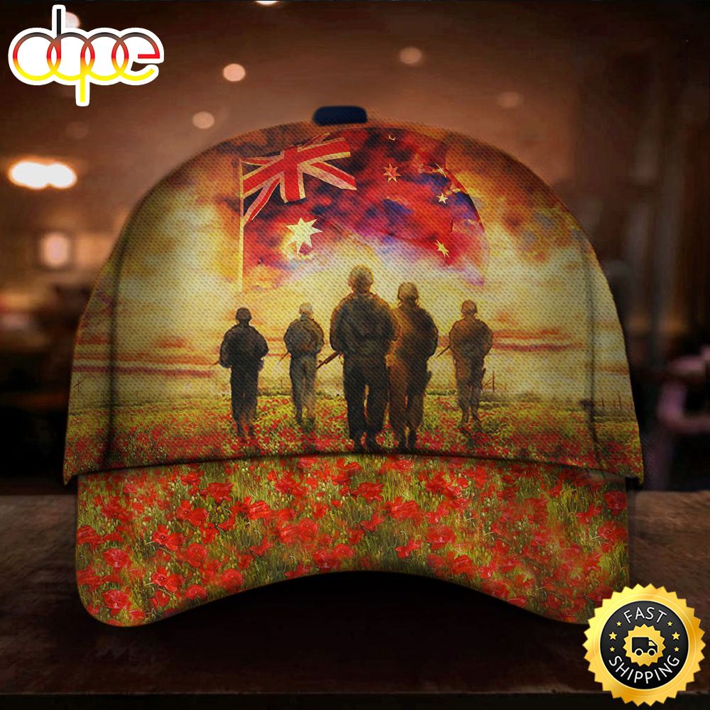 Soldiers Australian Flag Poppy Hat Patriotic Remembrance Anzac Day Gift For Veterans Hat Classic Cap