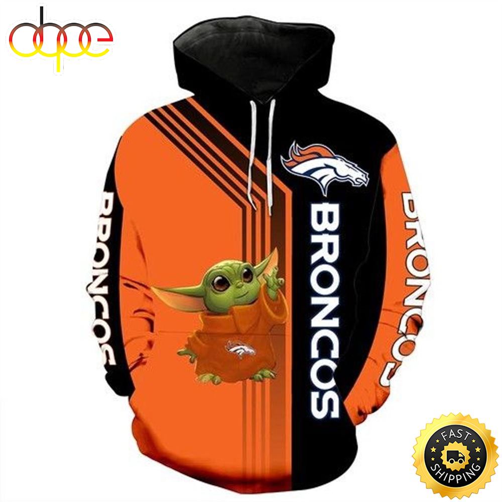 Sports Team Denver Broncos Yoda 3d Hoodie All Over Printed
