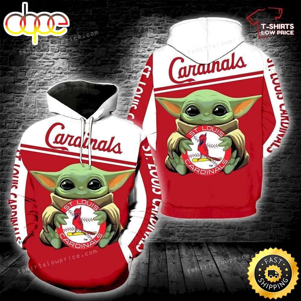 St Louis Cardinals Baby Yoda Full Print 3d Hoodie Zipper Men Women For St Louis Cardinals Fan Gift