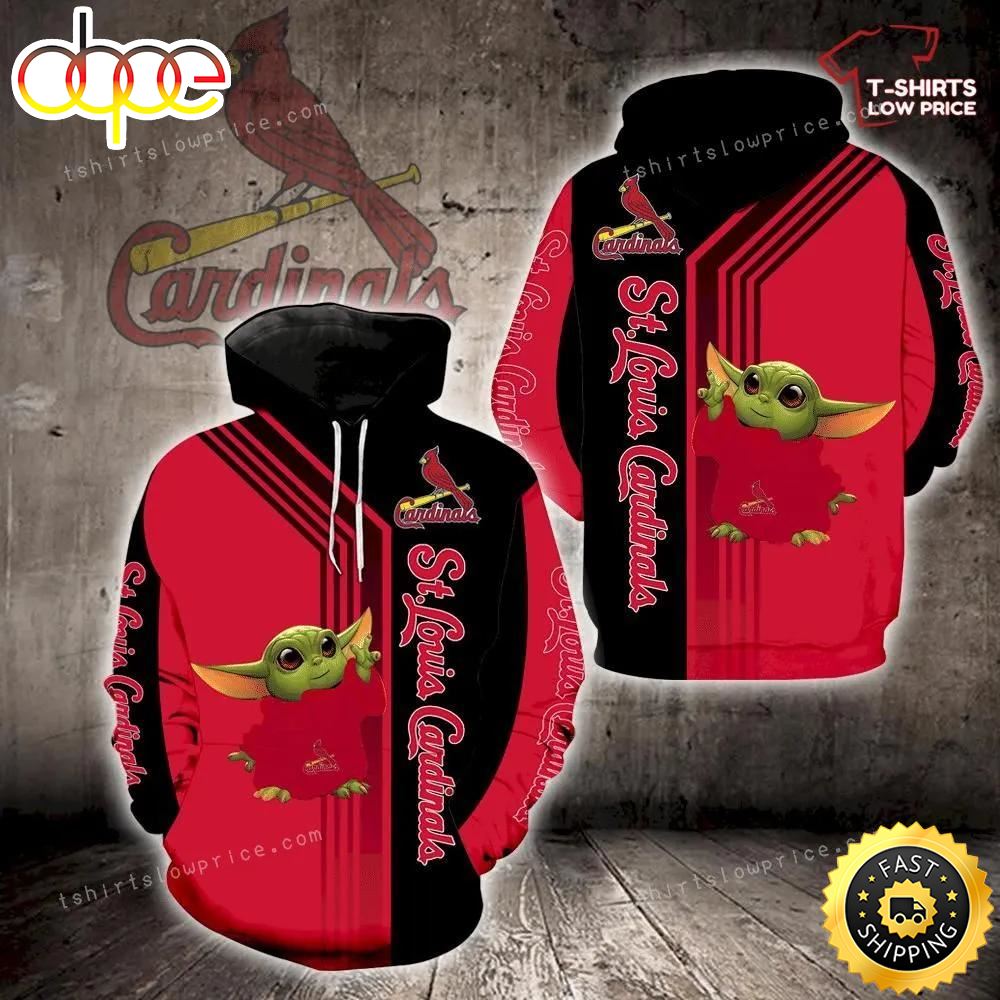 St Louis Cardinals Baby Yoda Green Full Print 3d Hoodie, St Louis Cardinals Gift Idea
