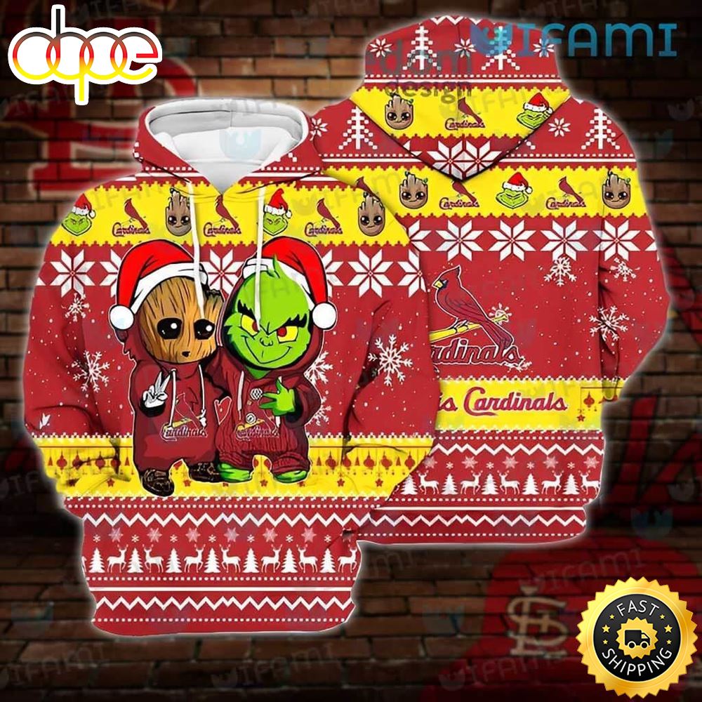 St Louis Cardinals Hoodie 3D Baby Groot Grinch St Louis Cardinals Gift