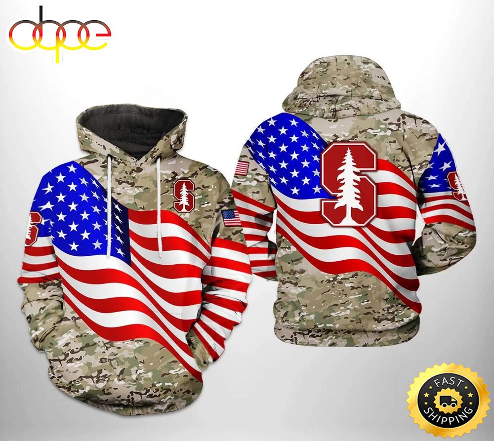 Stanford Cardinals Flag American Camo Veteran 3D Hoodie Stanford Cardinal Christmas Gifts