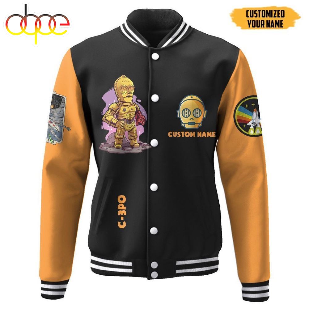 Star Wars C3PO Custom Name Baseball Jacket