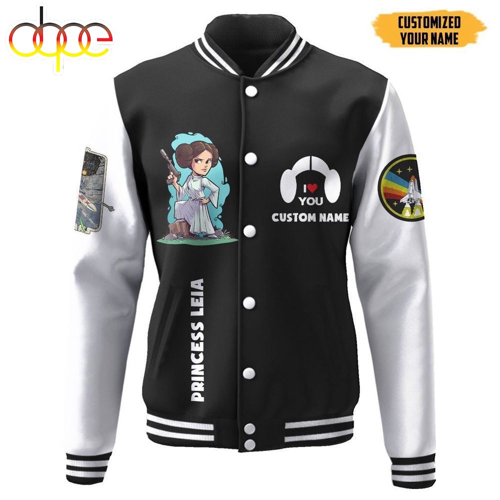Star Wars Princess Leia Custom Name Baseball Jacket