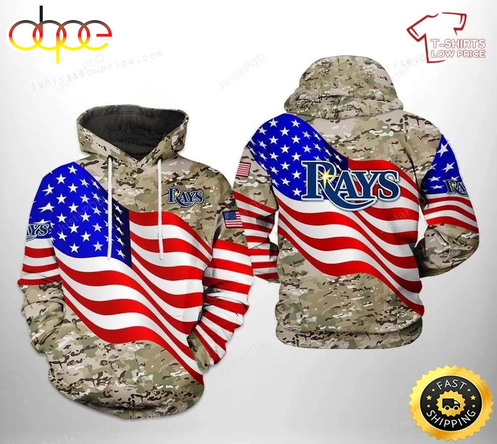 Tampa Bay Rays Us Flag Camo Veteran 3D Hoodie Zip Hoodie