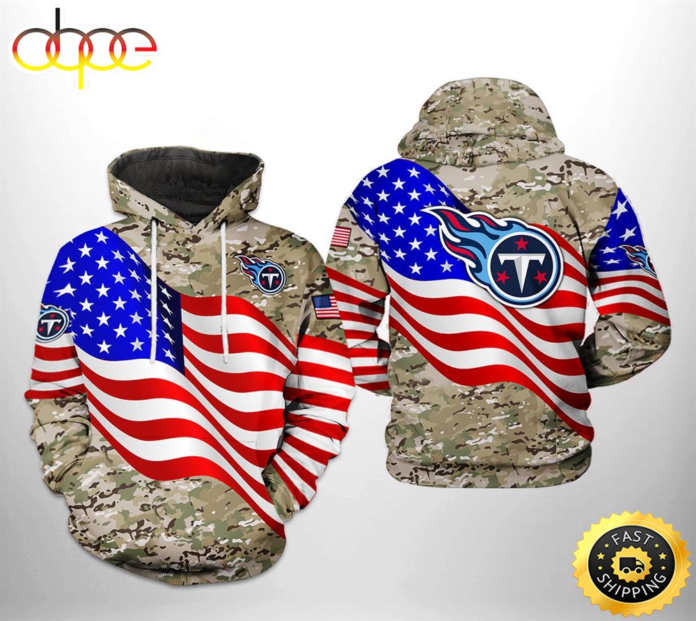 Tennessee Titans NFL US Flag Camo Veteran Team 3D Printed HoodieZipper Hoodie
