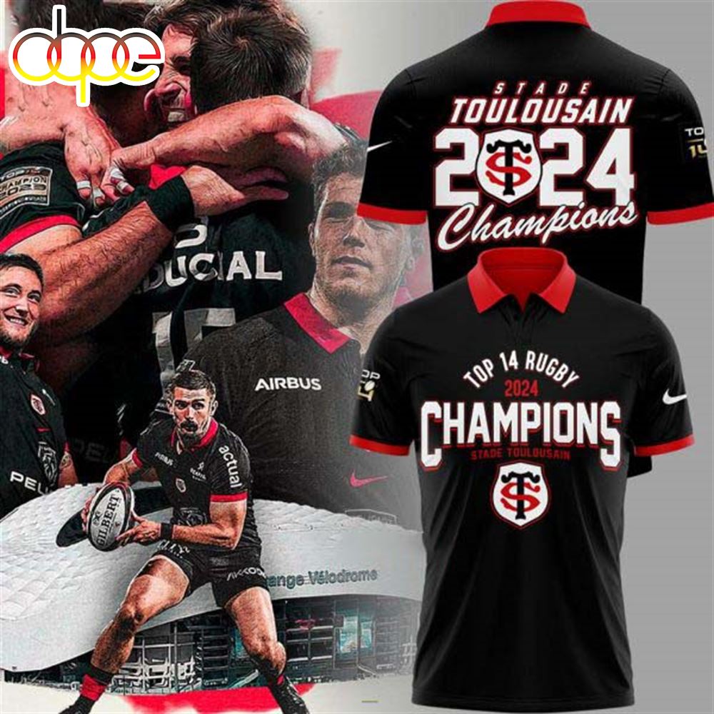 Top 14 Rugby 2024 Champions Stade Toulousain Polo Shirt