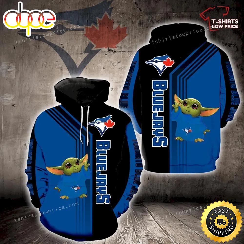 Toronto Blue Jays Baby Yoda Full Print 3d Hoodie Zipper Men Women