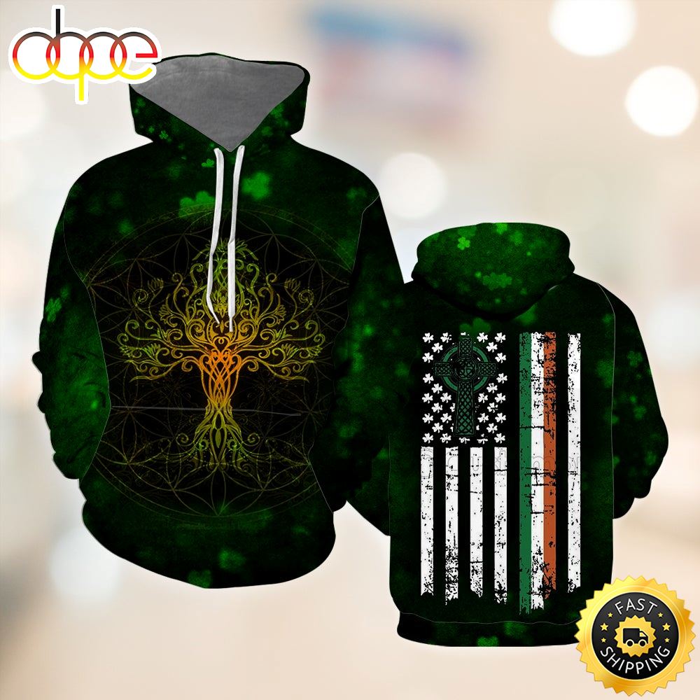 Tree Of Life Celtic Patricks Day All Over Print Shirt