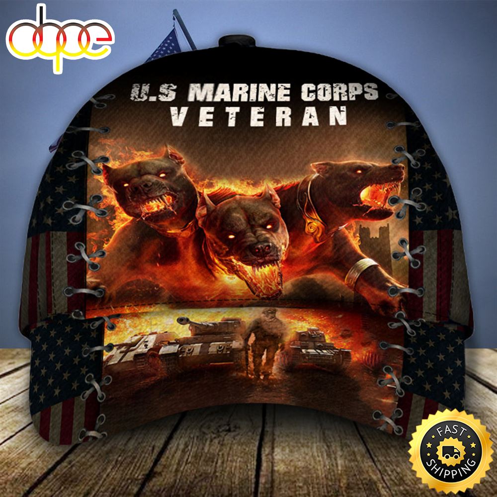 U.S.M.C US Marine Corps Veteran Dog Fire Classic Cap