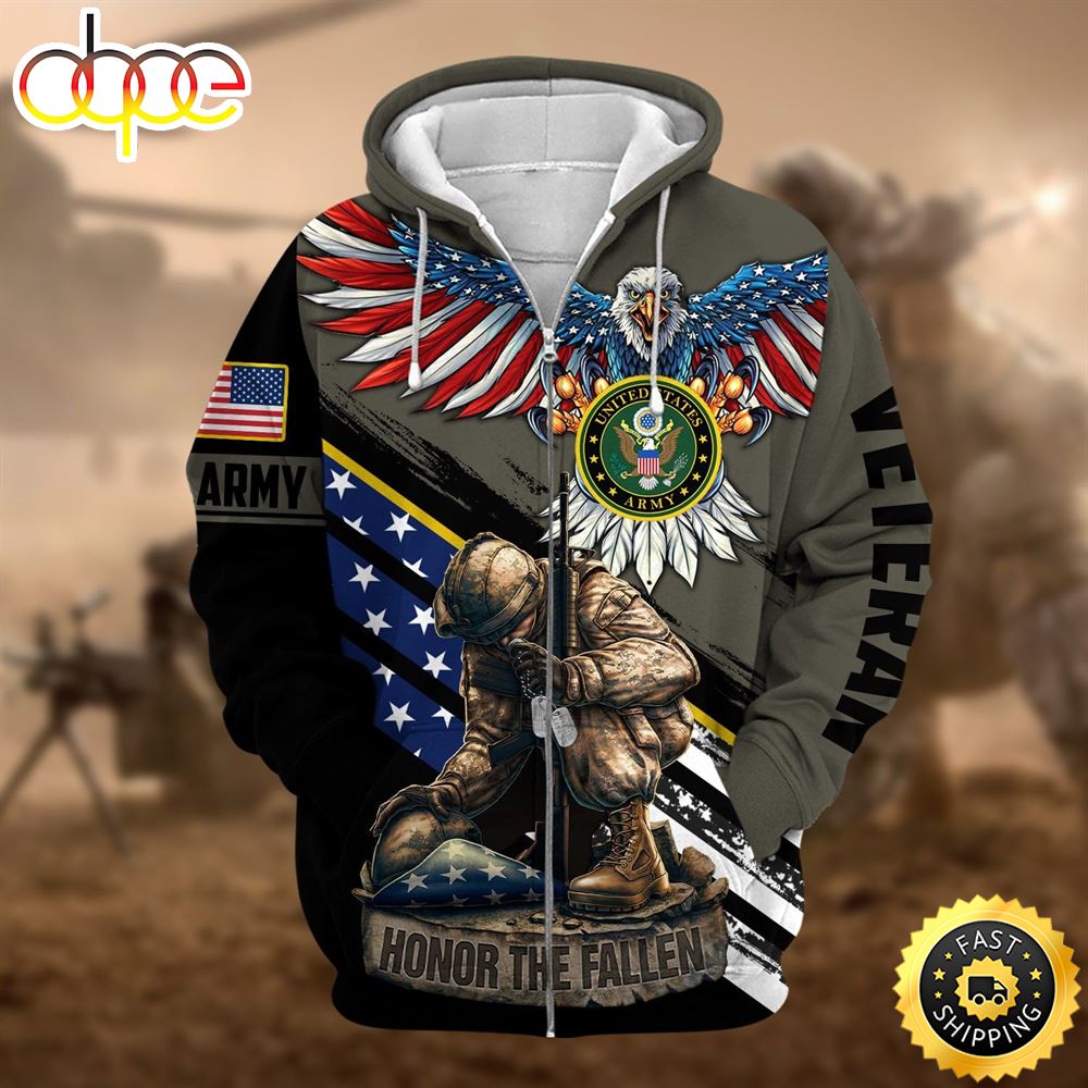 Unique Honor The Fallen Veteran  Zip Hoodie