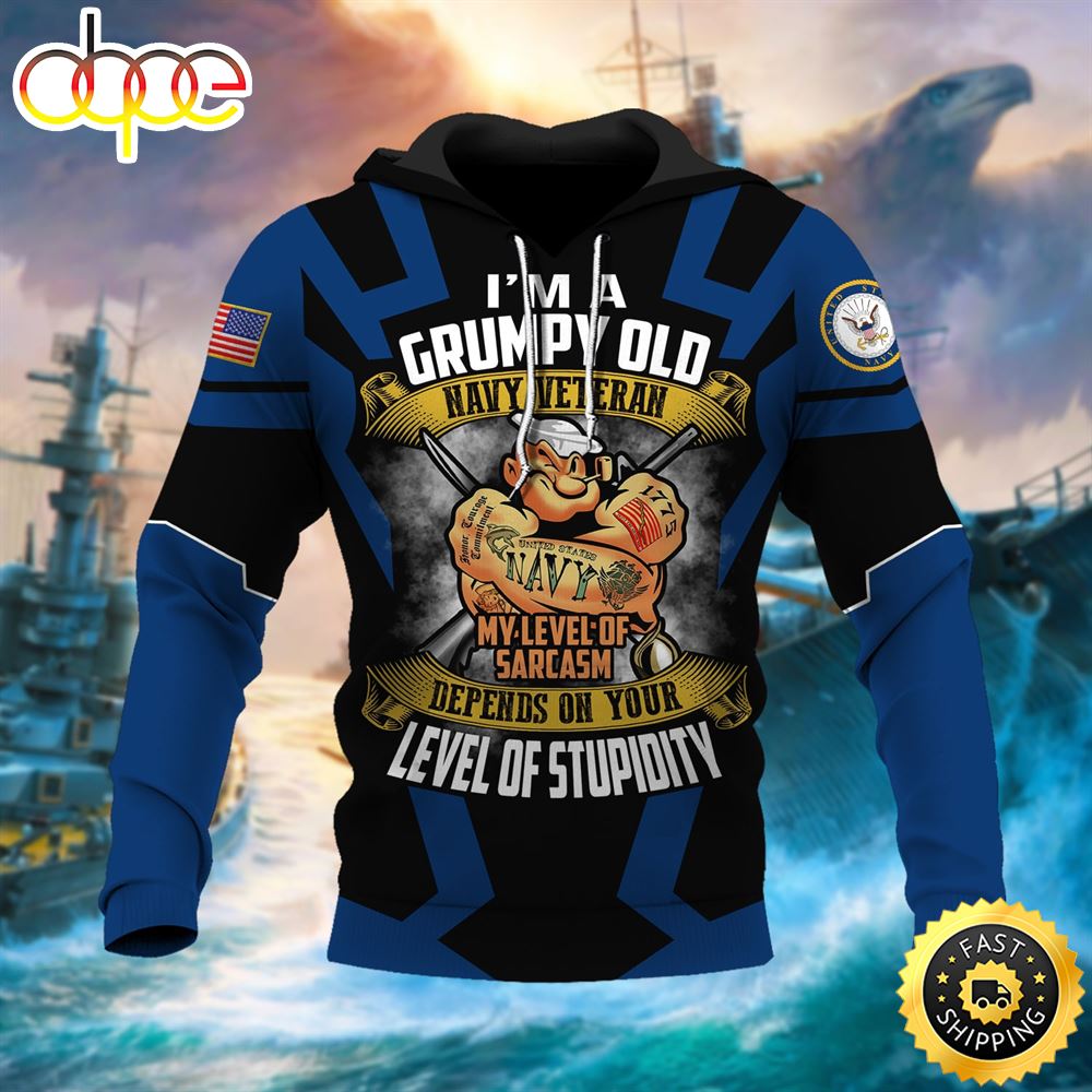 Unique I Am A Grumpy Old Navy Veteran Hoodie