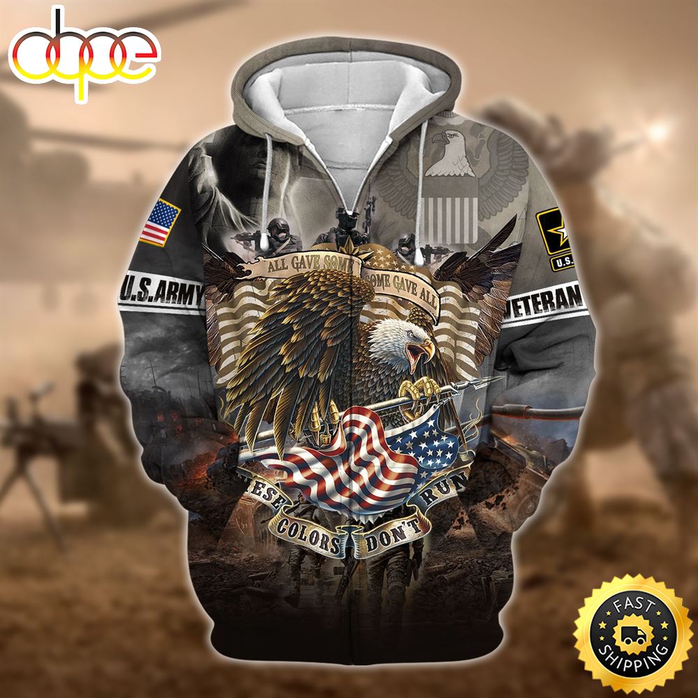 Unique U.S.Army Veteran Zip Hoodie 3D