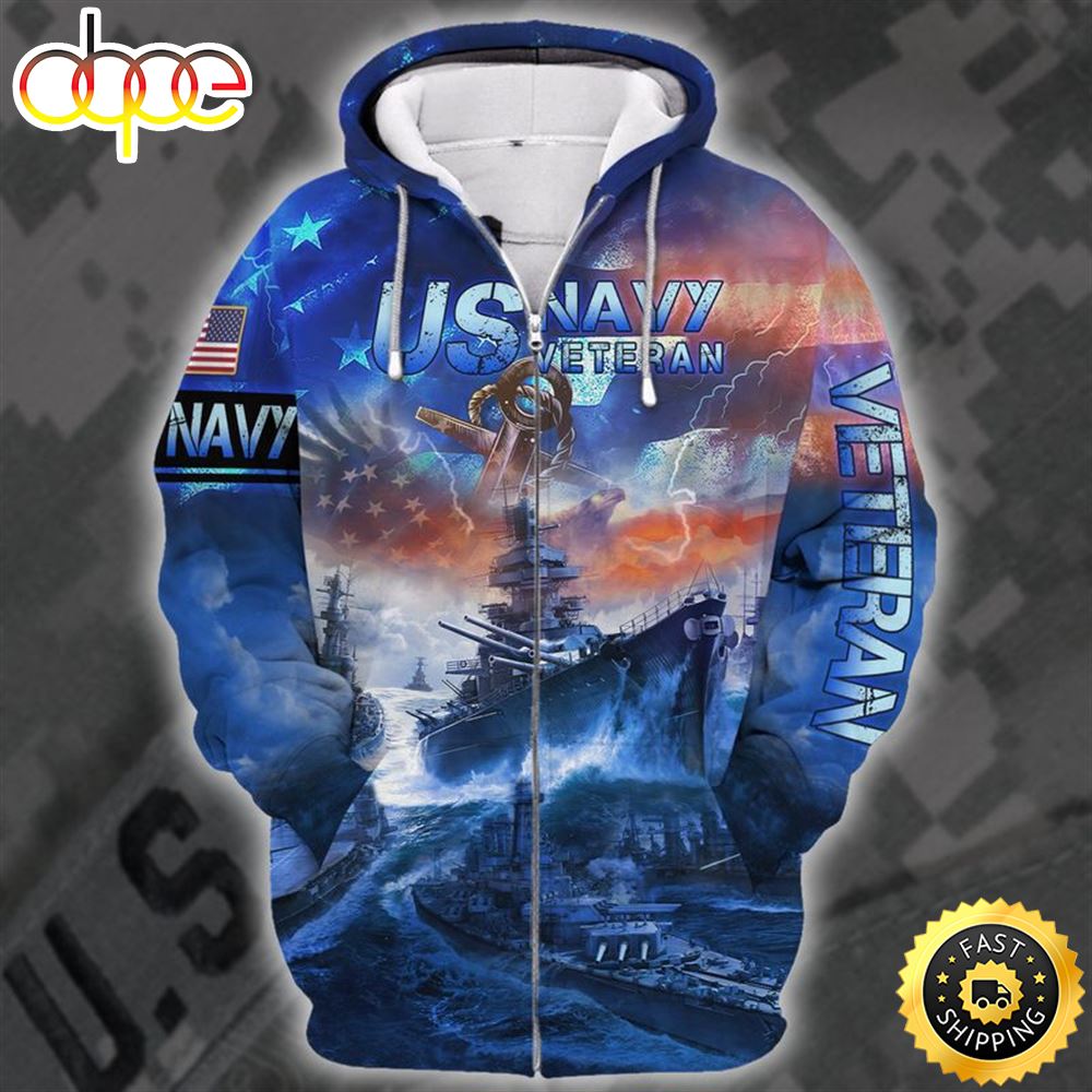 Unique U.S.Navy Veteran Zip Hoodie Unisex