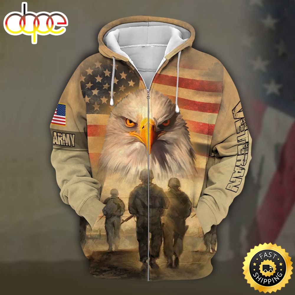 Unique U.S. Army Veteran Zip Hoodie