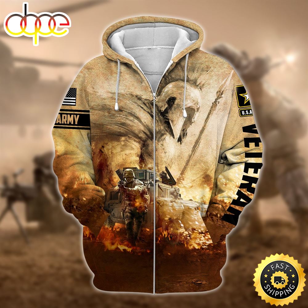 Unique U.S. Army Veteran Zip Hoodie For Father
