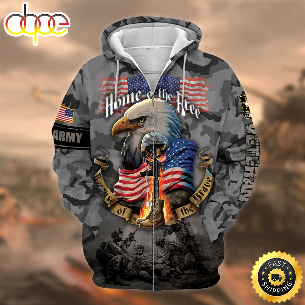 Unique U.S. Army Veteran Zip Hoodie Shirt