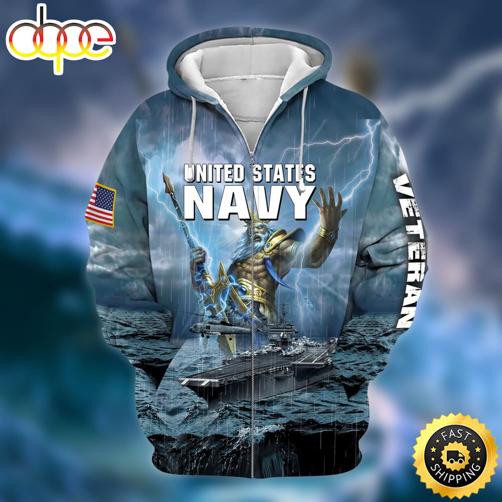 Unique U.S. Navy Veteran Zip Hoodie 3D Unisex