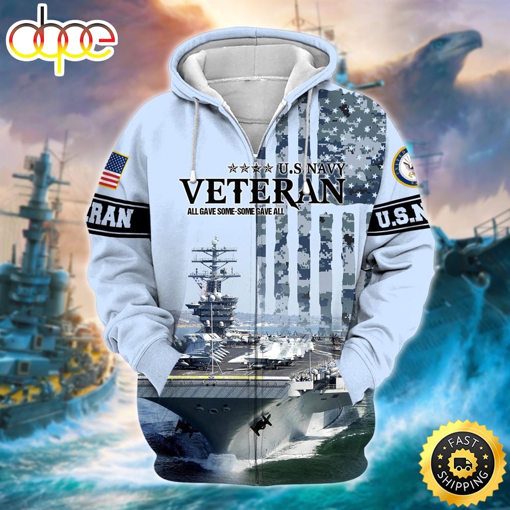 Unique U.S. Navy Veteran Zip Hoodie Shirt