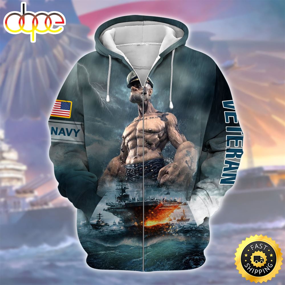 Unique U.S Navy Veteran Zip Hoodie Shirt