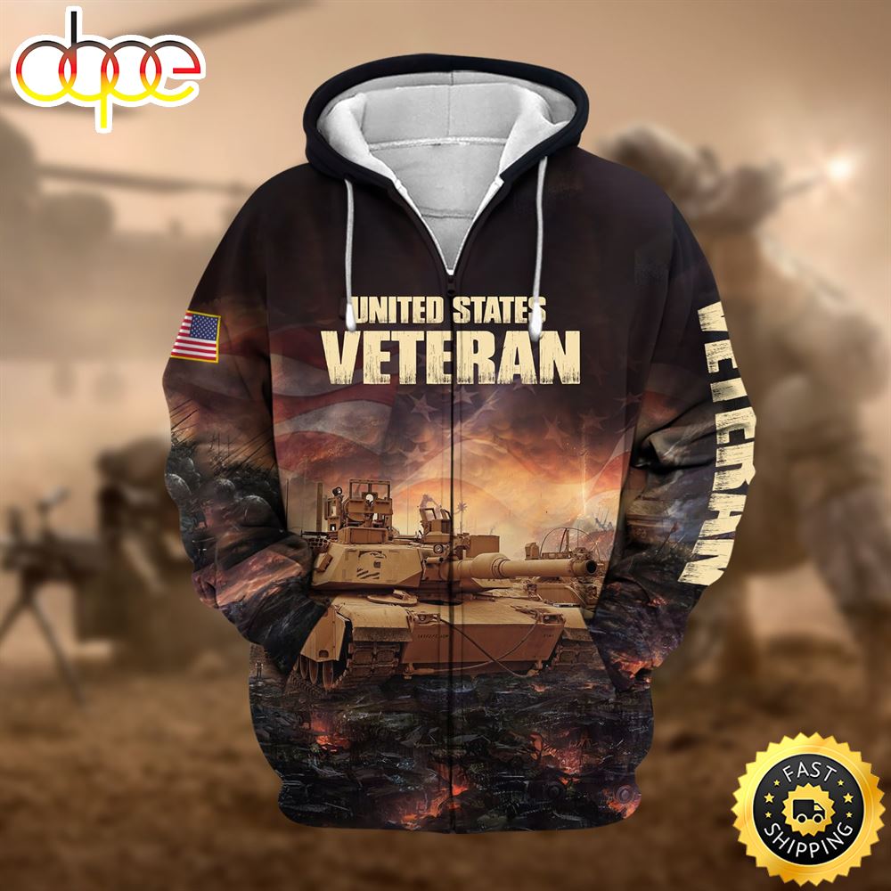 Unique US Veteran Zip Hoodie