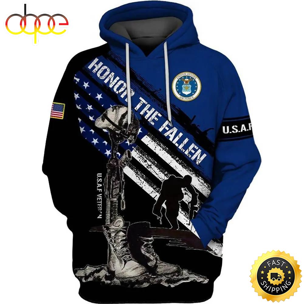 Veteran Air Force Veteran Honor The Fallen 3D Hoodie All Over Printed